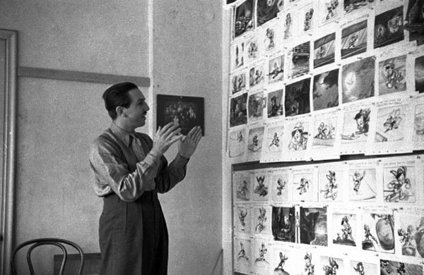 Walt at the Pinocchio storyboard meeting