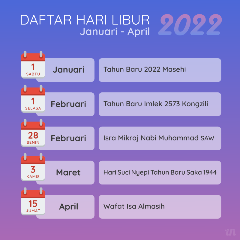Daftar Libur Jan-Apr 2022