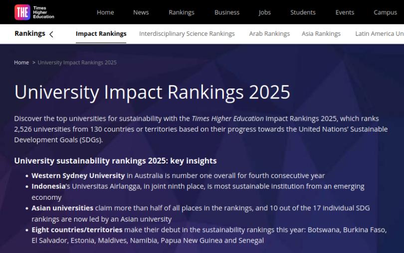 THE Impact Rankings 2025