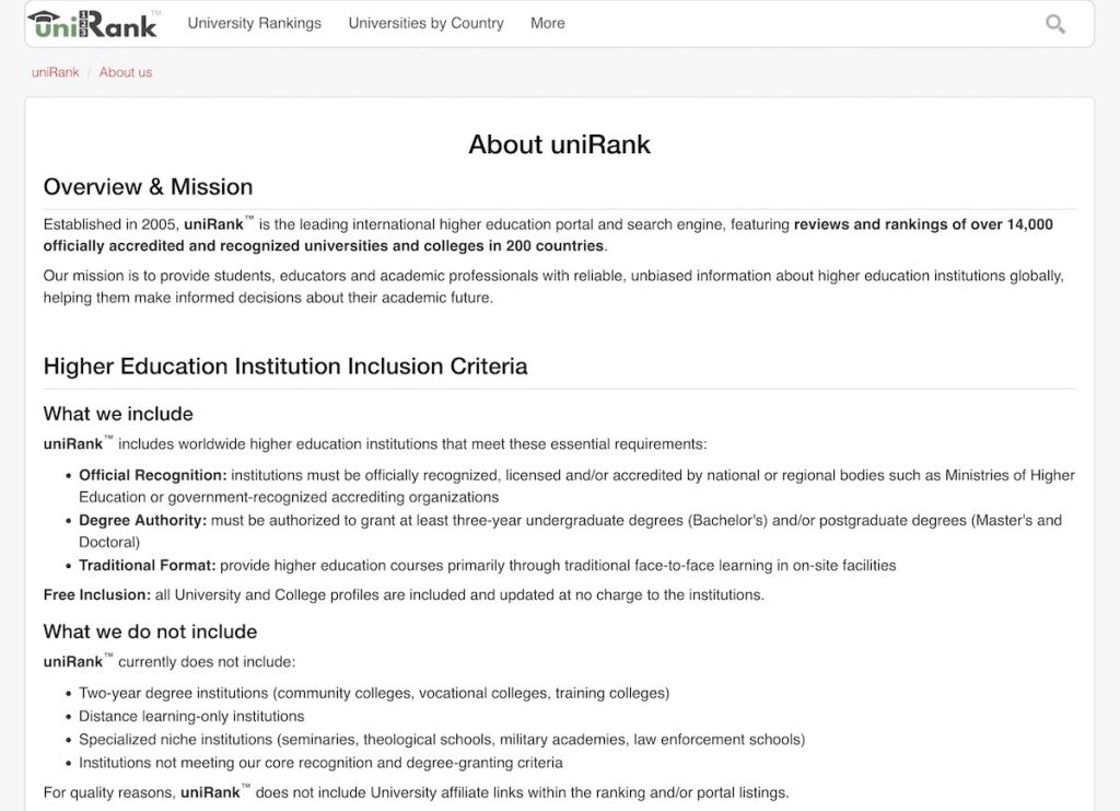 About uniRank